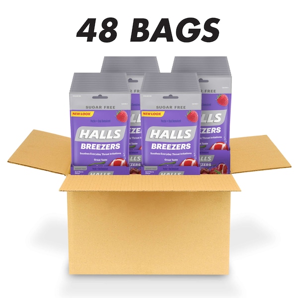 Halls Halls Sugar Free Breezers Cool Berry Cough Drops 20 Count, PK48 63222 Zoro